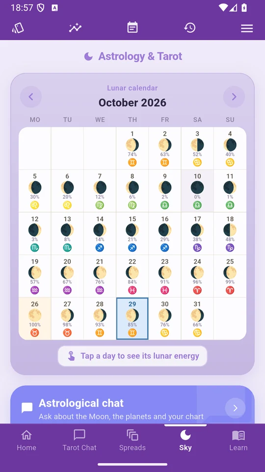 The lunar calendar in Arcantia