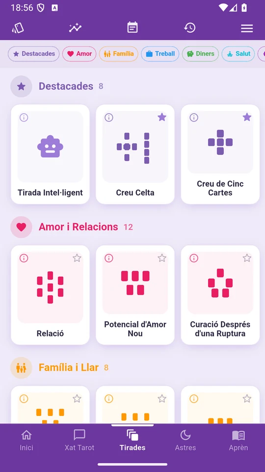 El catàleg de tirades de tarot d’Arcantia