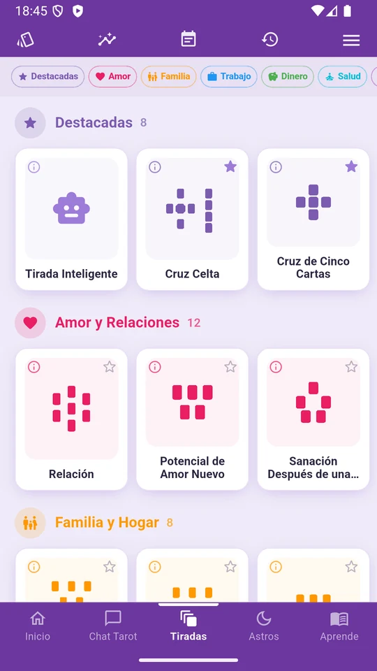 El catálogo de tiradas de tarot de Arcantia