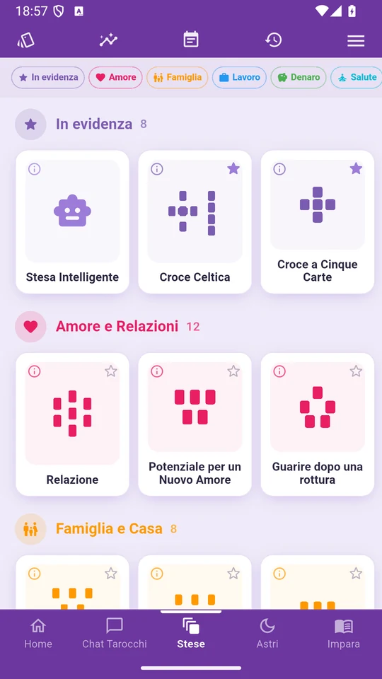 Il catalogo delle stese di tarocchi di Arcantia